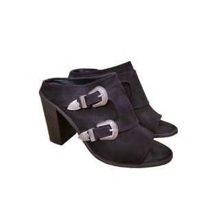 Black Suede Open Toe BOHO Mules